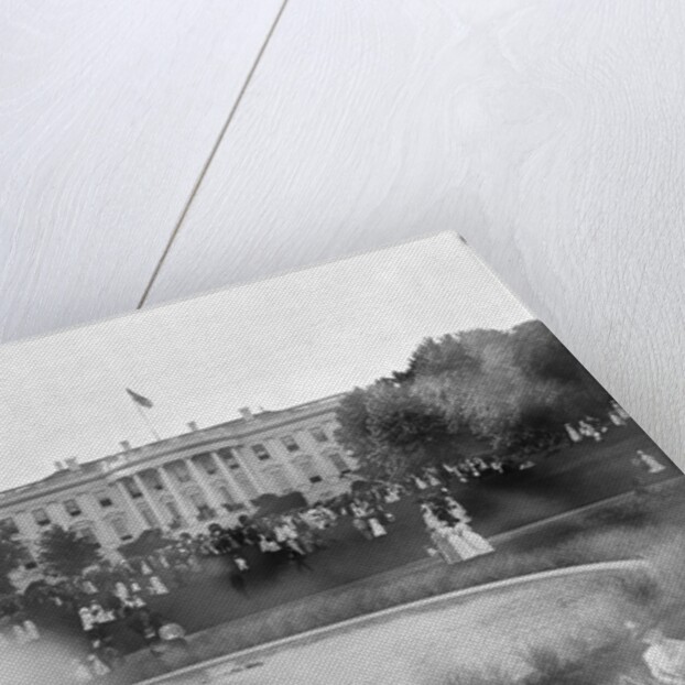 Tourists by Fountain on White House Lawn by Anonymous