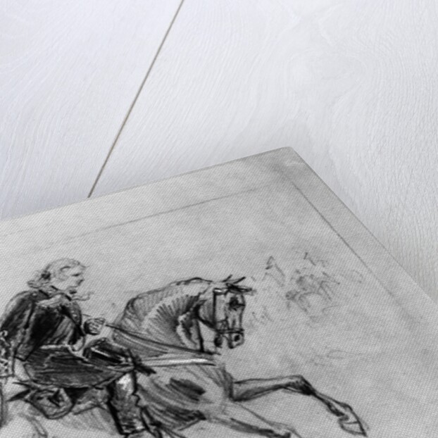Drawing of General Custer on His Horse by Anonymous