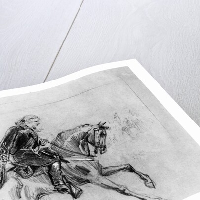Drawing of General Custer on His Horse by Anonymous