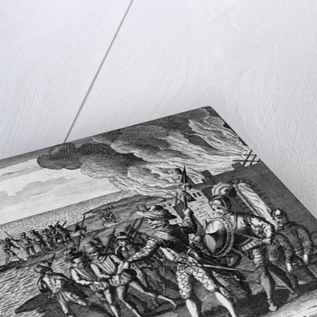 Engraving of Sir Walter Raleigh's Conquest of St. Joseph on Trinidad by Anonymous