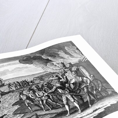 Engraving of Sir Walter Raleigh's Conquest of St. Joseph on Trinidad by Anonymous
