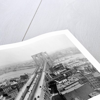 Pedestrians Crossing East River Using Brooklyn Bridge by Anonymous