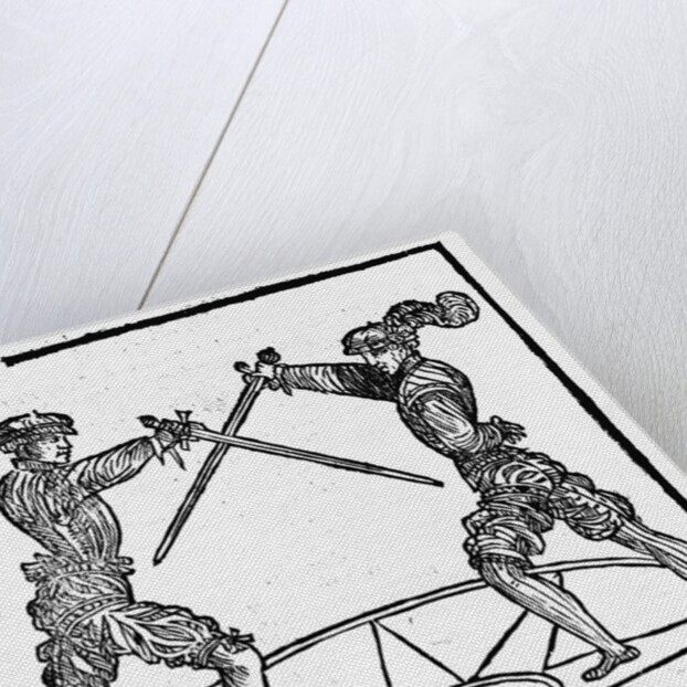 Woodcut of Sword Fighting Technique by Anonymous