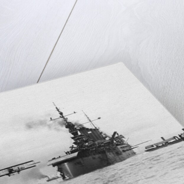 Biplane Flying from Armored Cruiser by Anonymous