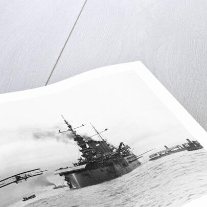 Biplane Flying from Armored Cruiser by Anonymous