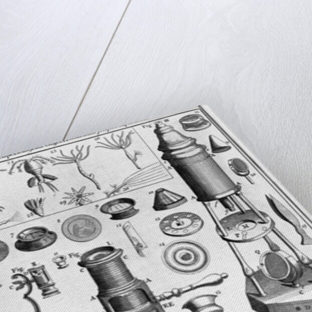 Eighteenth Century English Engraving Assorted Microscopes and Apparatus by Anonymous
