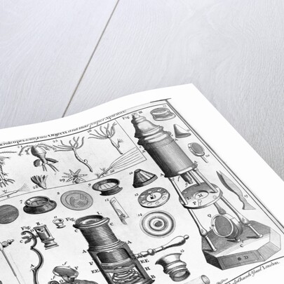Eighteenth Century English Engraving Assorted Microscopes and Apparatus by Anonymous