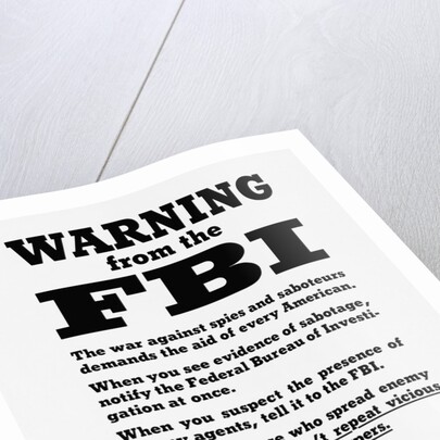 FBI Poster Warning Against Espionage by Anonymous