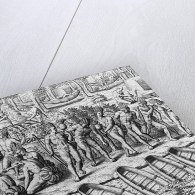 Indians Cooking, Eating, and Relaxing by Theodor de Bry From America by Anonymous