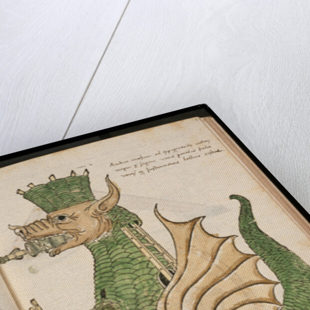 15th-Century Illustration of a Siege Machine in the Shape of a Dragon by Anonymous