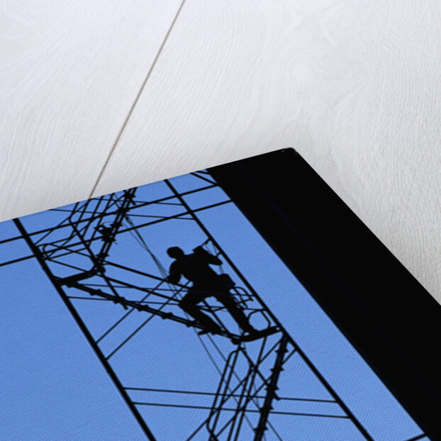 Steelworker Assembling Scaffolding by Anonymous