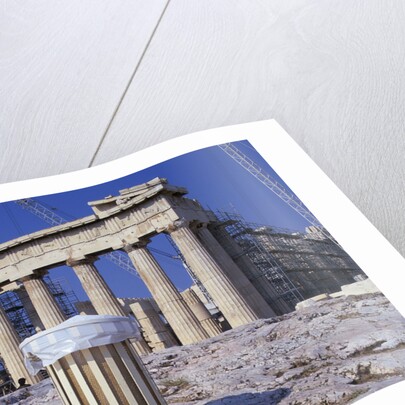 Trash Can in Front of the Parthenon by Corbis