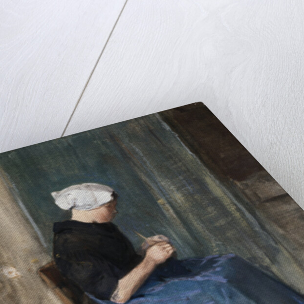 Young Scheveningen Woman, Knitting: Facing Right by Vincent Van Gogh