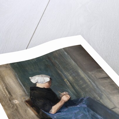 Young Scheveningen Woman, Knitting: Facing Right by Vincent Van Gogh