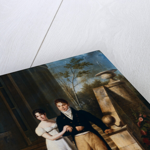 Portrait of a Lady and a Gentleman on the Steps of a Chateau by Anthelme Francoise Lagrenee