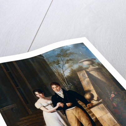 Portrait of a Lady and a Gentleman on the Steps of a Chateau by Anthelme Francoise Lagrenee