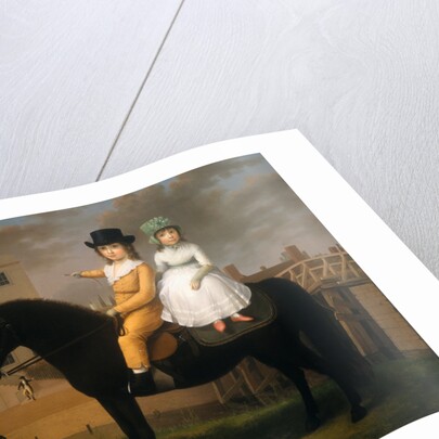 Two Children Seated on a Black Pony by Nathan Theodore Fielding