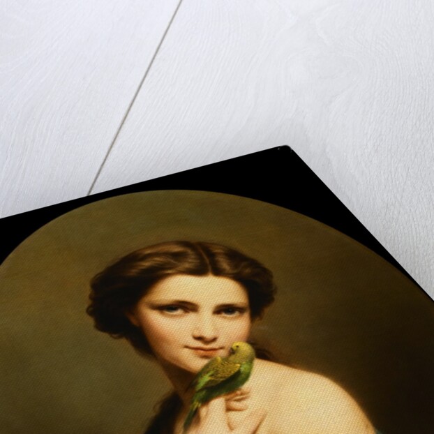 A Young Beauty with a Parakeet by Fritz Zuber-Buhler