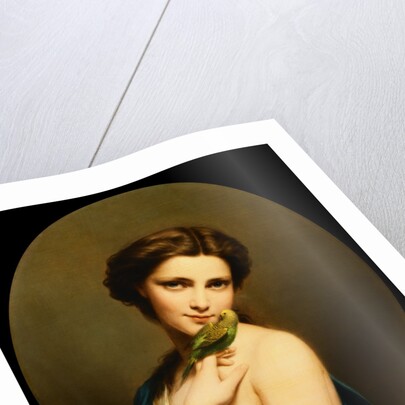A Young Beauty with a Parakeet by Fritz Zuber-Buhler