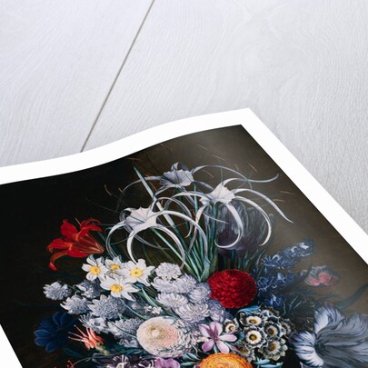 An Arrangement of Tulips, Narcissi, Auriculas, Poppies, Lilies, Columbines, Ranunculas, and Other Flowers in a Vase by J.A. Simson