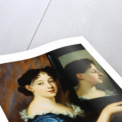 Portrait of a Lady, Half Length, Holding a Mirror attributed to Nicolas Mignard by Anonymous