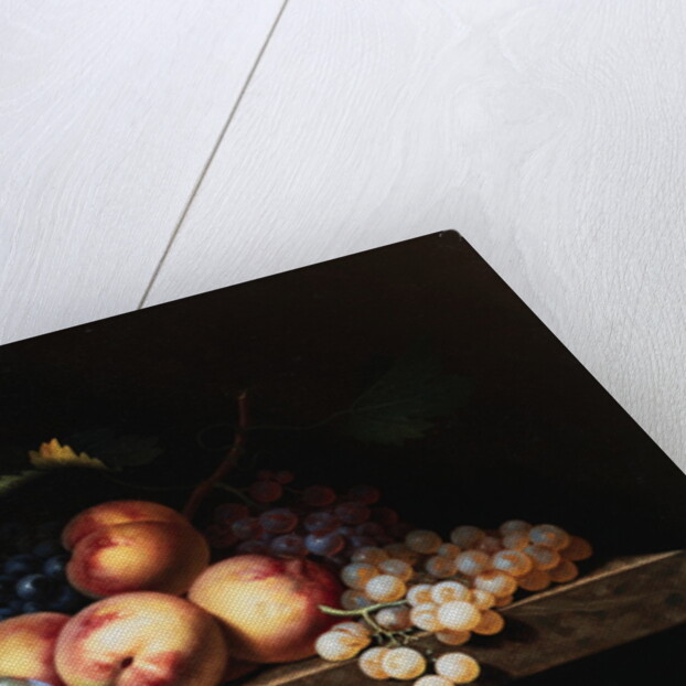 Peaches, Plums and Grapes on a Stone Ledge by Paul Liegois