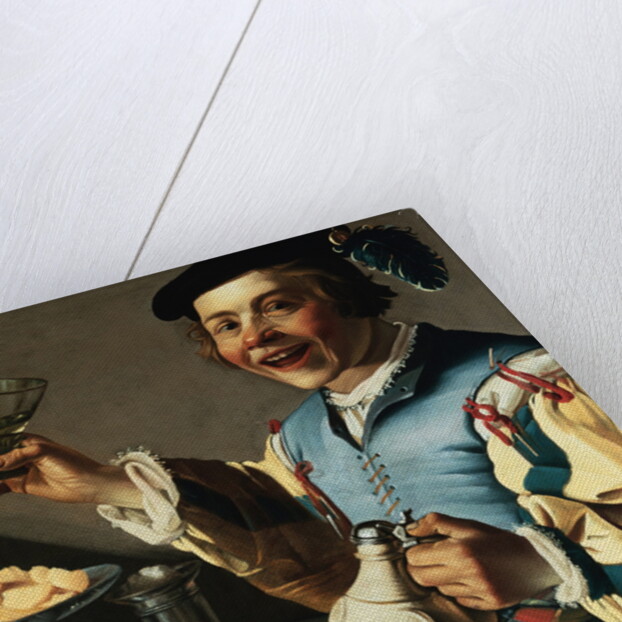 A Laughing Boy Holding a Jug and a Glass of Wine by Christiaan van Couwenbergh