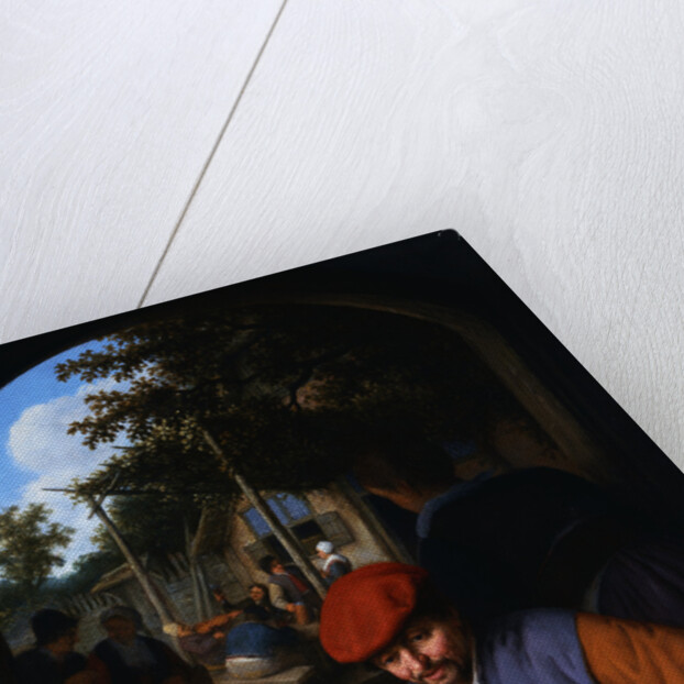 A Man with a Clay Pipe, a Serving Woman and Other Peasants in the Courtyard of a Country Tavern by Adriaen Jansz van Ostade