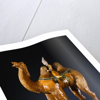 A Magnificent Large Standing Sancai- Glazed Buff Pottery Bactrian Camel and Rider by Anonymous
