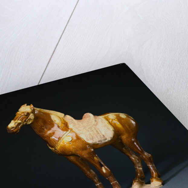 An Amber and Cream-Glazed Pottery Figure of a Horse by Anonymous