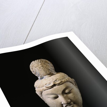 A Gray Stone Head of a Bodhisattva. Tang Dynasty by Anonymous