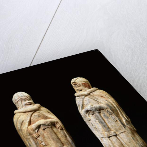 Pair of Painted Gray Pottery Figures of Soldiers. Northern Wei Dynasty by Anonymous