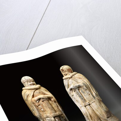 Pair of Painted Gray Pottery Figures of Soldiers. Northern Wei Dynasty by Anonymous