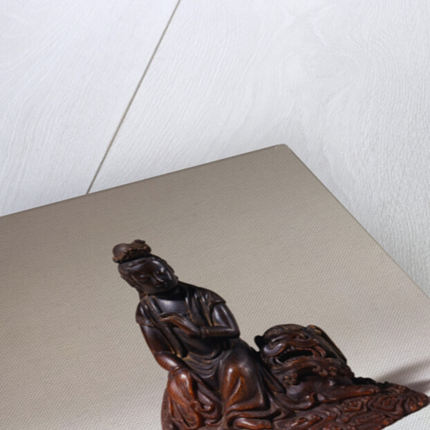 A Rare Rhinoceros Horn Carving of Wensu (Manjusri). Late Ming / Early Qing Dynasty by Anonymous