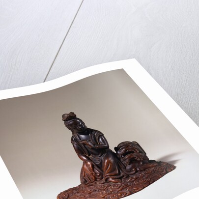 A Rare Rhinoceros Horn Carving of Wensu (Manjusri). Late Ming / Early Qing Dynasty by Anonymous