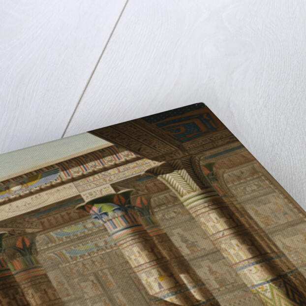 Illustration of a Hypostyle Hall with Egyptian Hieroglyphics by Anonymous