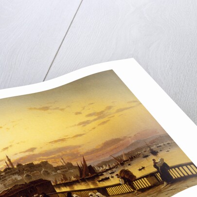Dusk on the Galata Bridge and theYeni Valide Djami, Constantinople by Hermann David Soloman