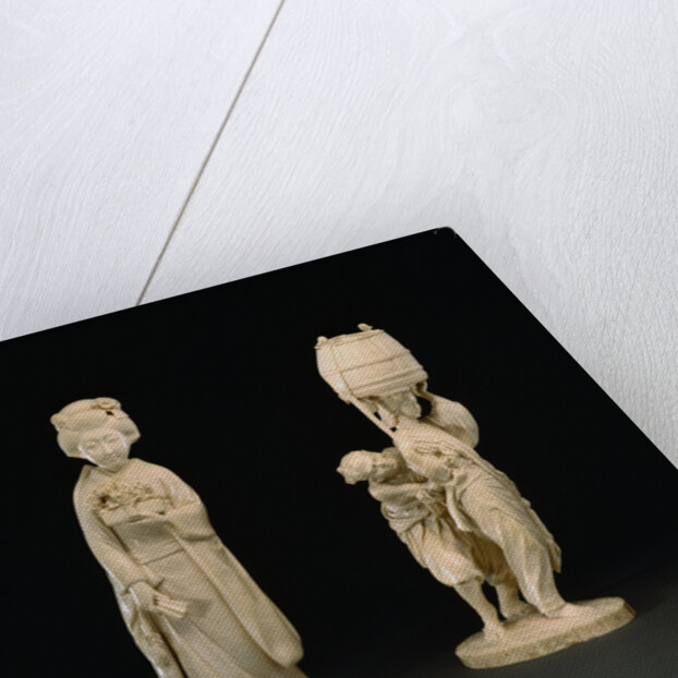 Ivory Figure Group, Meiji Period by Shibayuki and Large Ivory Female Figure, Meiji Period by Hidehiro