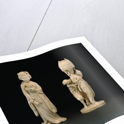 Ivory Figure Group, Meiji Period by Shibayuki and Large Ivory Female Figure, Meiji Period by Hidehiro