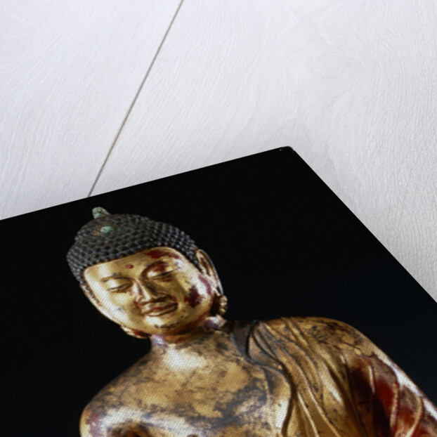 A Documentary Red, Lacquered Gilt, Bronze, Seated Figure of Vairocana Buddha from Yunnan Province by Anonymous