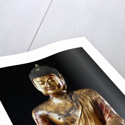 A Documentary Red, Lacquered Gilt, Bronze, Seated Figure of Vairocana Buddha from Yunnan Province by Anonymous