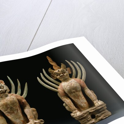 Pair of Red Pottery Figures of Earth Spirits from the Tang Dynasty by Anonymous