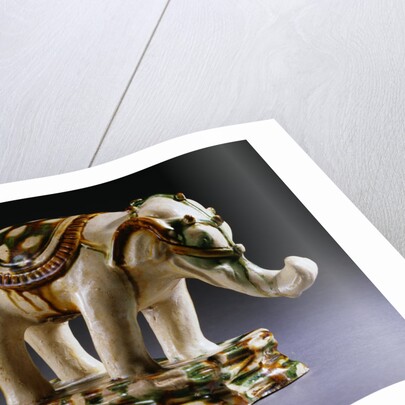 Sancai-Glazed Buff Pottery Figure of an Elephant from the Tang Dynasty by Anonymous