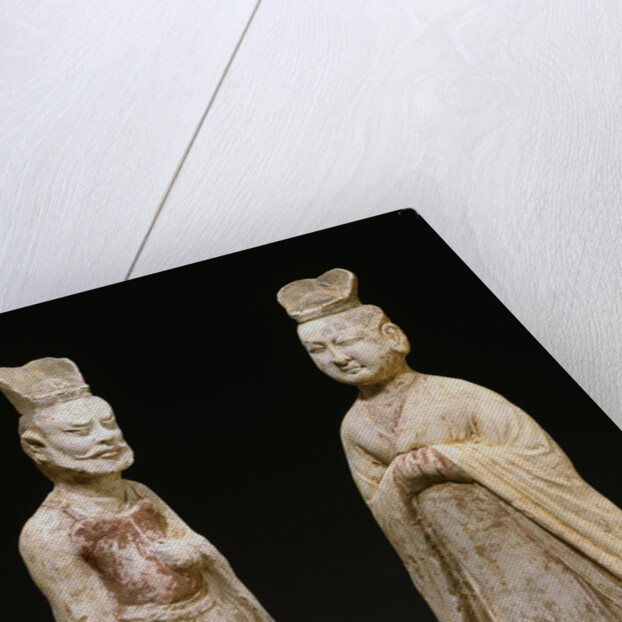 Two Painted Red Pottery Standing Figures from the Tang Dynasty by Anonymous
