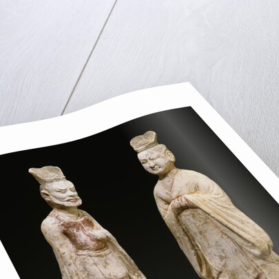 Two Painted Red Pottery Standing Figures from the Tang Dynasty by Anonymous