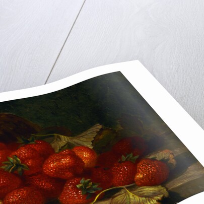 Painting of Strawberries in a Wicker Basket on a Ledge by Eloise Henriet Stannard