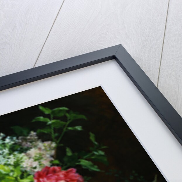 Painting of Roses in a Vase, Pears in a Porcelain Bowl and Fruit on an Oak Table by Anonymous