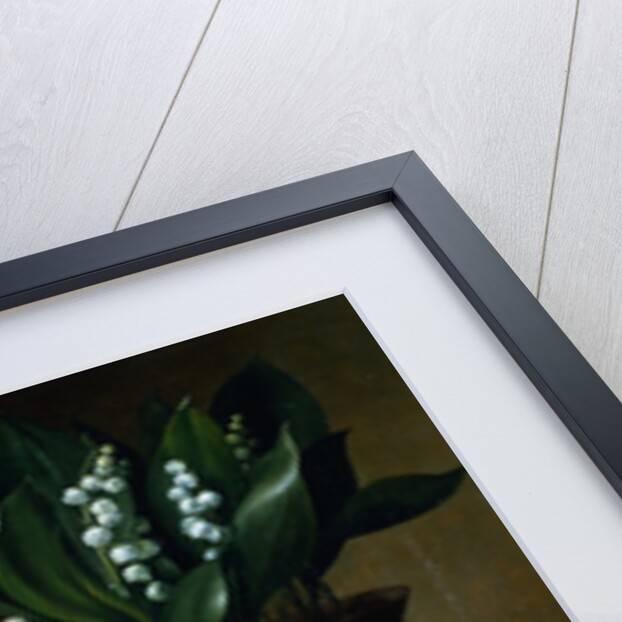 Painting of a Lily of the Valley, Tulips, Primula and Other Flowers on a Ledge by Hanne Hellesen