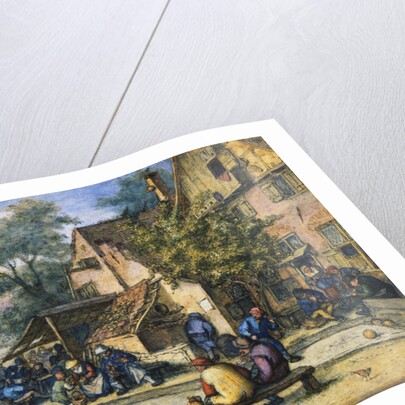 A Village Street with Skittle Players and Merrymakers by an Inn by Cornelis Dusart