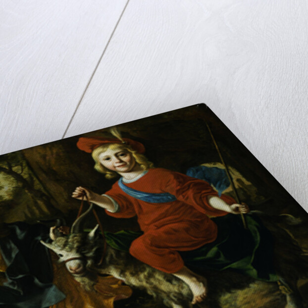 Portrait of a Young Boy Wearing Classical Dress and His Brother Seated on a Goat in an Extensive Landscape by Christoffel Pierson